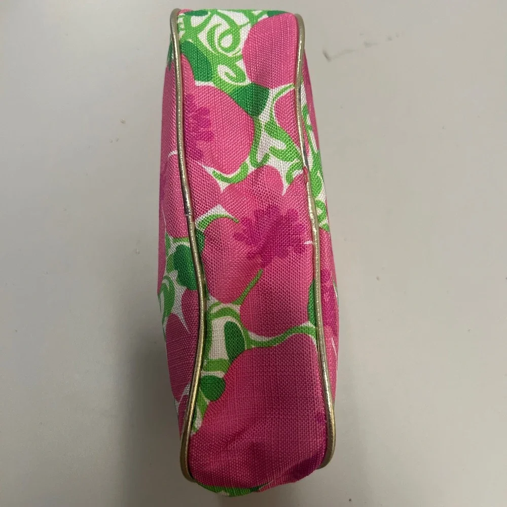 Lilly Pulitzer Estee Lauder Pink Green Floral Cosmetic Makeup Bag Travel Case